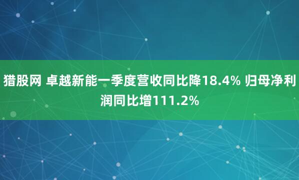 猎股网 卓越新能一季度营收同比降18.4% 归母净利润同比增111.2%
