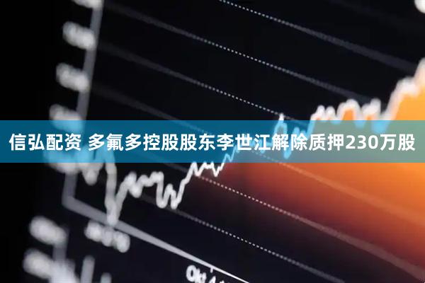 信弘配资 多氟多控股股东李世江解除质押230万股