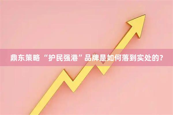 鼎东策略 “护民强港”品牌是如何落到实处的？