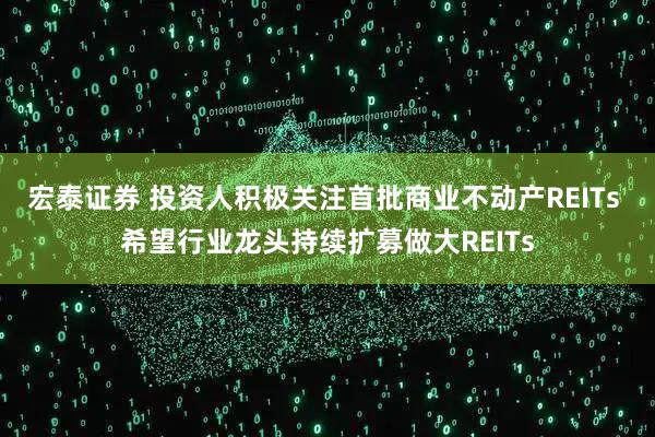 宏泰证券 投资人积极关注首批商业不动产REITs 希望行业龙头持续扩募做大REITs